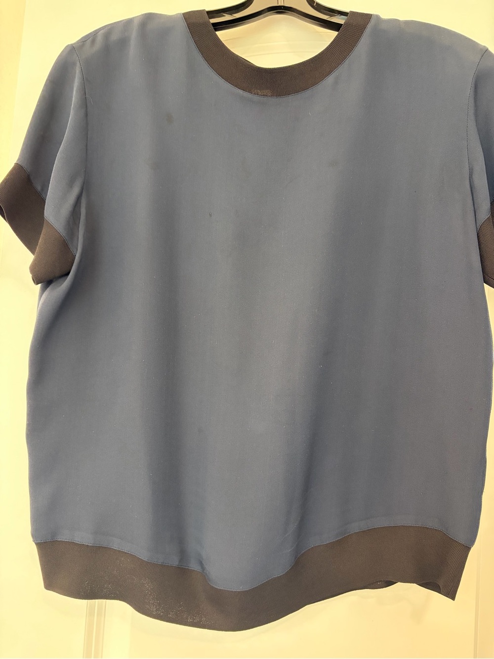 Vince Two-Tone Blue Short Sleeve Crewneck Top